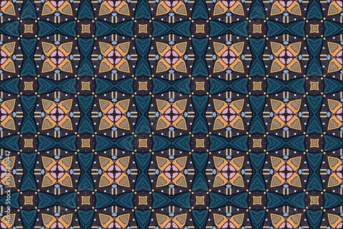 Seamless Cloth Endless Visual Decoration Digital Fashion Texture Perspective Geometric Tile Fabric Shape Symmetric Template Graphic Luxury Interior Textile Art Design Wallpaper Background Pattern.