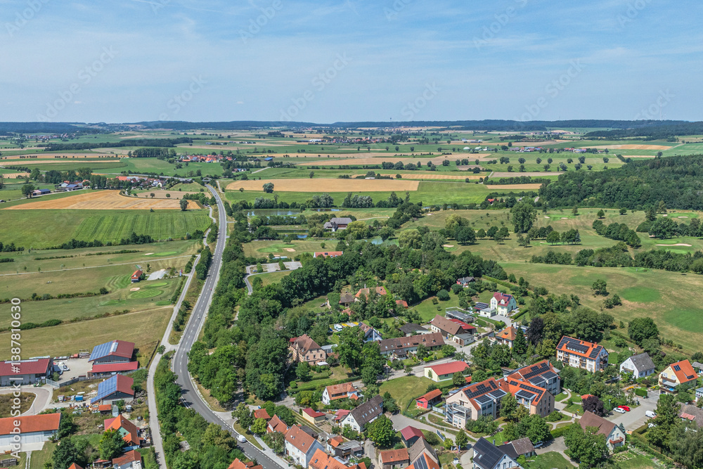 Die Region Obere Altmühl bei Colmberg im Kreis Ansbach aus der Vogelperspektive