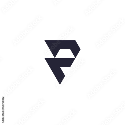 letter p arrow up geometric logo vector