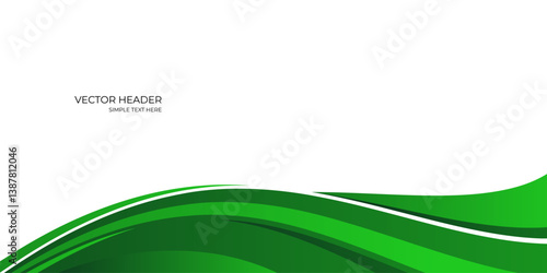 Green banner background. Abstract green wave header background with white space for text.