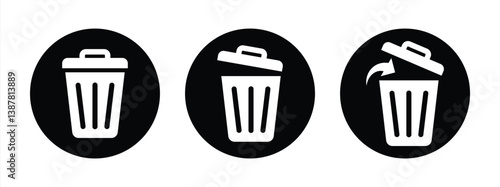 Set of trash cans icons. Trash can sign. Office trash icon.