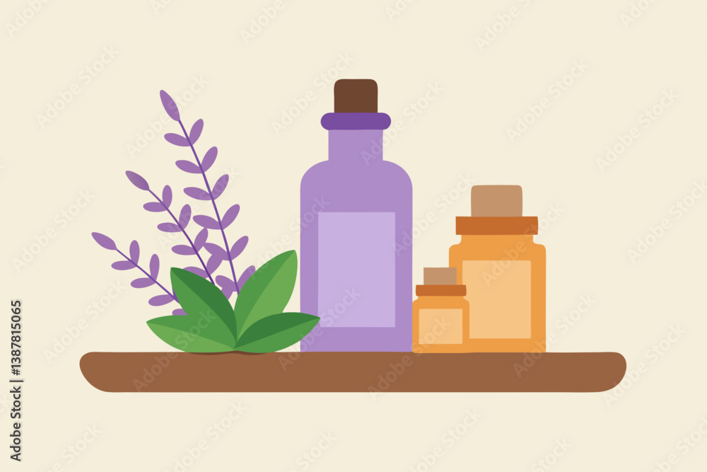 essential oils with lavender and spa stones