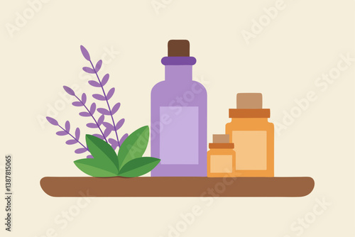 Obraz na płótnie essential oils with lavender and spa stones w salonie