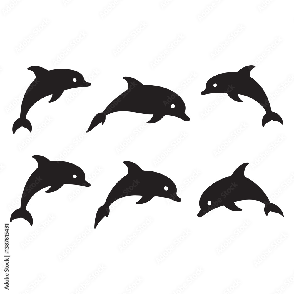 Fototapeta dolphin collection isolated on white