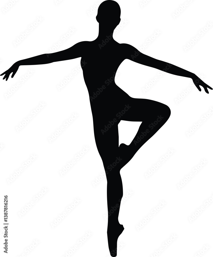 Silhouette of a Ballet Dancer in Balanced Pose with Outstretched Arms Silhouette of a Ballet Dancer in Balanced Pose with Outstretched Arms