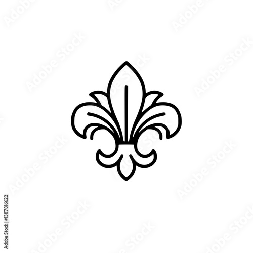 Heraldic lily icon on a white background in a minimalist style