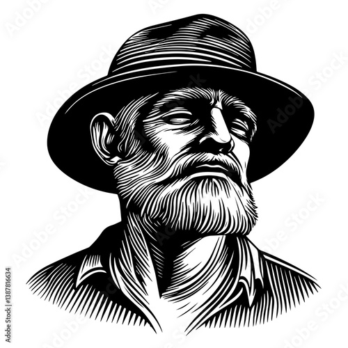 Old sailor, old captain, fisherman vector illustration isolated