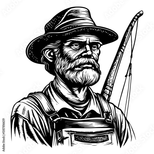 Old sailor, old captain, fisherman vector illustration isolated