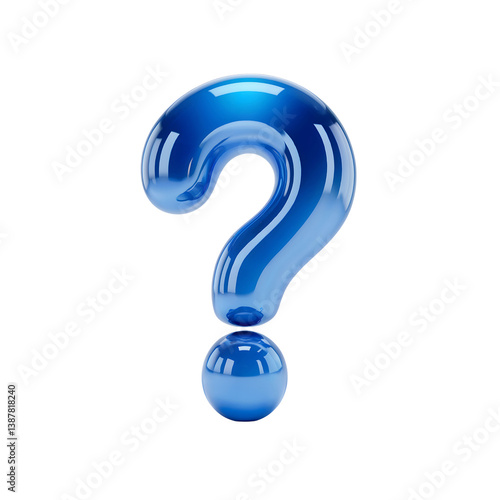 blue question mark icon, 3d help symbol image, support inquiry illustration