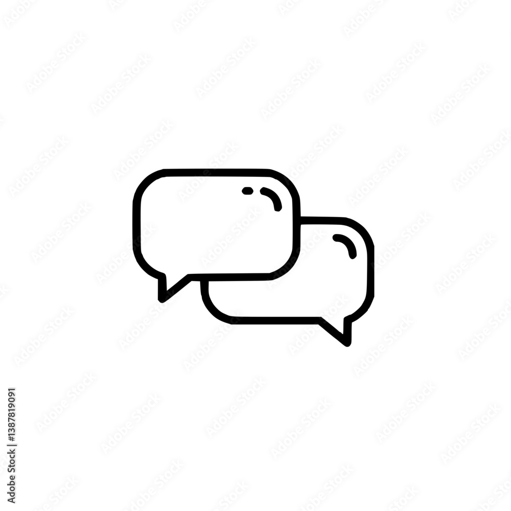 Icon of speech clouds on a white background in a minimalistic style, communication concept Icon of speech clouds on a white background in a minimalistic style, communication concept