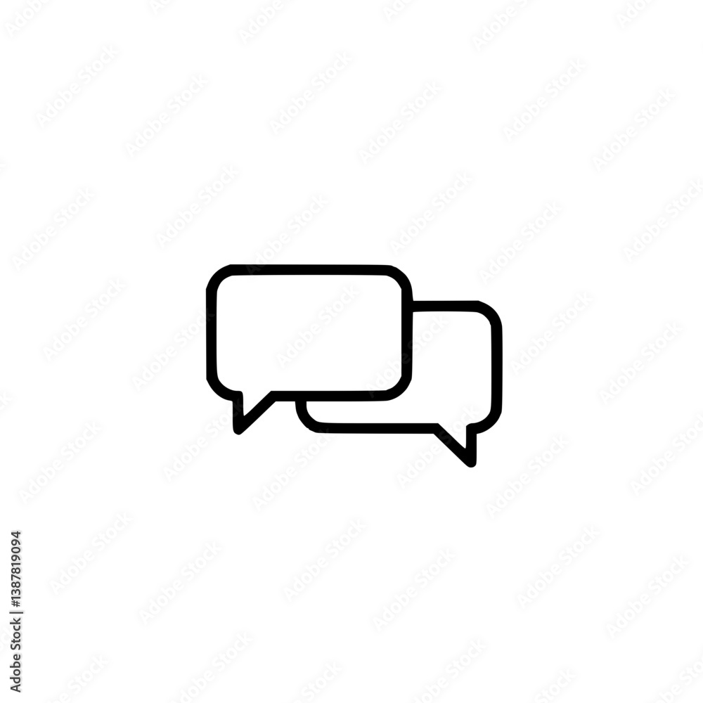 Minimalistic icon of speech clouds on a white background, communication concept Minimalistic icon of speech clouds on a white background, communication concept
