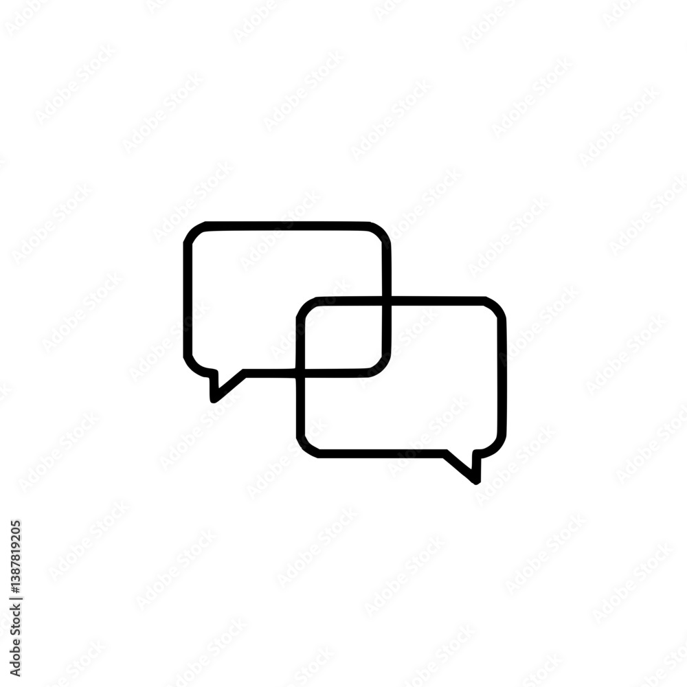Minimalistic icon of intersecting clouds of speech on a white background, communication concept Minimalistic icon of intersecting clouds of speech on a white background, communication concept