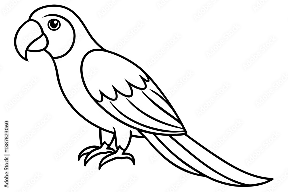 Elegant Macaw Outline Elegant Macaw Outline