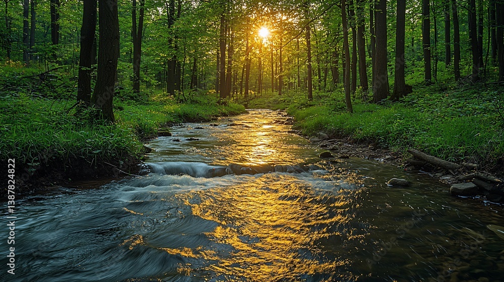 Fototapeta premium Sunlight Stream Forest Path