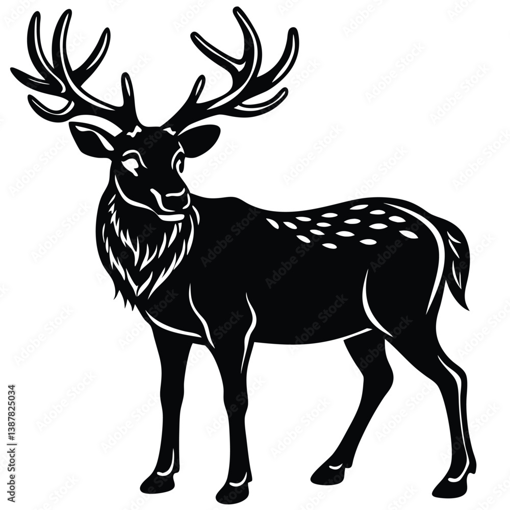 Obraz premium Adobe Illustrator Arelk head silhouette collection set. deer, moose. animal, horn, jungle, hunting concept. for print, poster, sticker, and other designs. monochrome vector illustration.twork