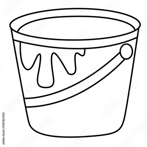 Cute cartoon hand drawn vector paint of bucket coloring page.