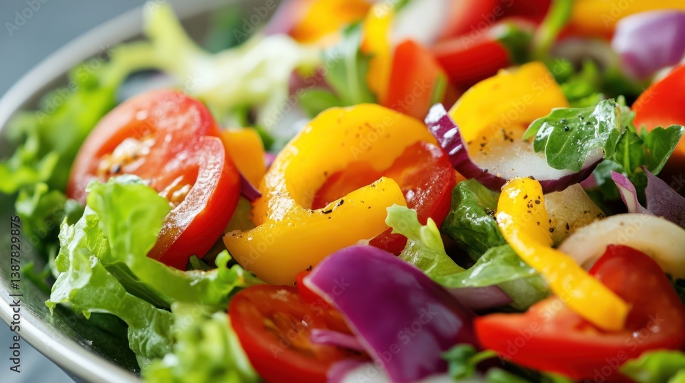 Fresh vegetable salad with tomatoes, pepper and onion with appetizing colors Fresh vegetable salad with tomatoes, pepper and onion with appetizing colors