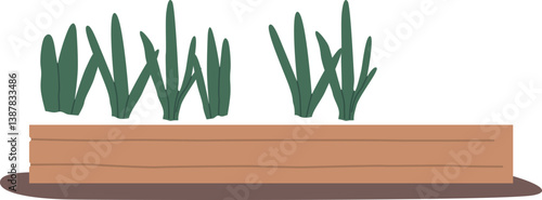 Green seedling in wooden crate