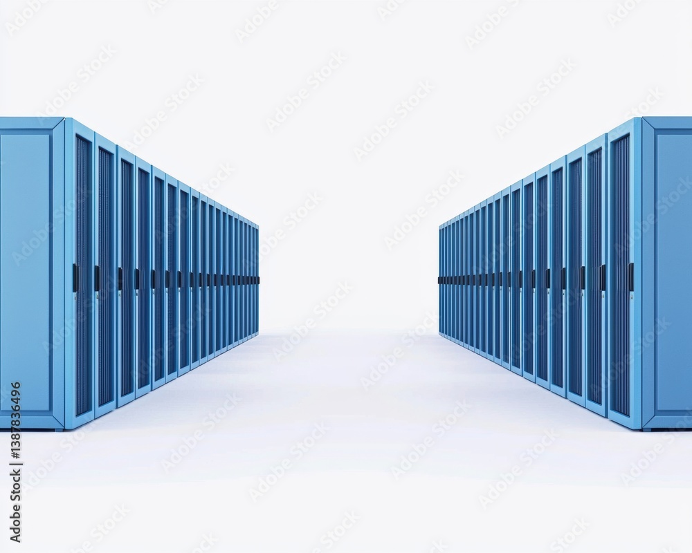 Obraz premium A row of blue lockers stands in a bright, minimalistic space, creating a sense of organization and functionality.