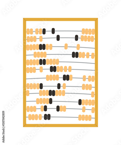 An abacus with a right-side position of the beads. Top view.