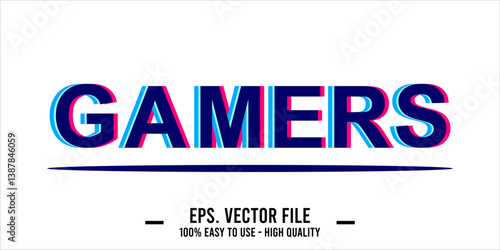 typography GAMERS word art illustration, editable text effect