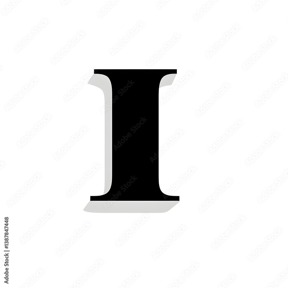 Minimal flat stylish I icon, black and white, AI generation Minimal flat stylish I icon, black and white, AI generation