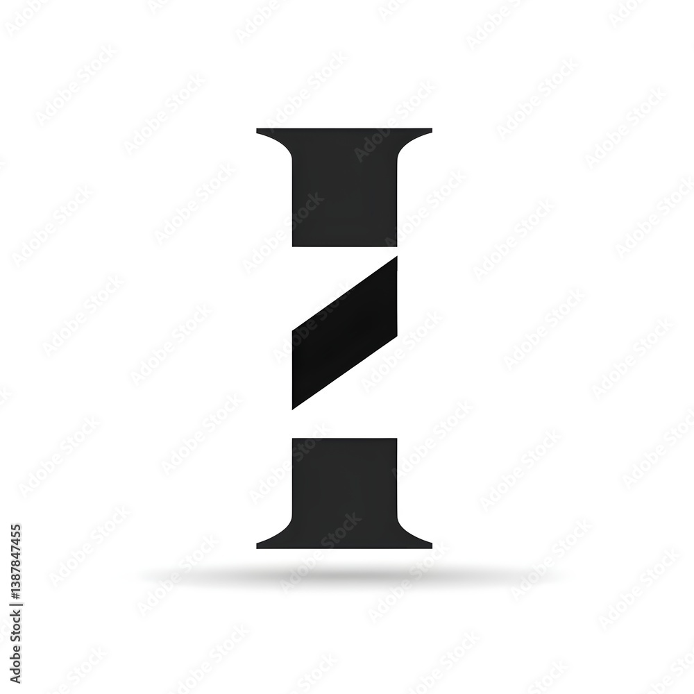 Minimal flat stylish I icon, black and white, AI generation Minimal flat stylish I icon, black and white, AI generation