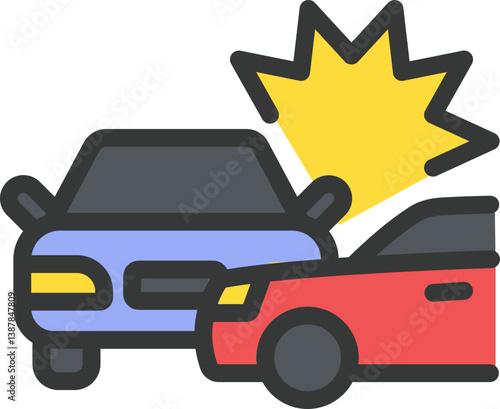 Car Crash Filled Line Icon