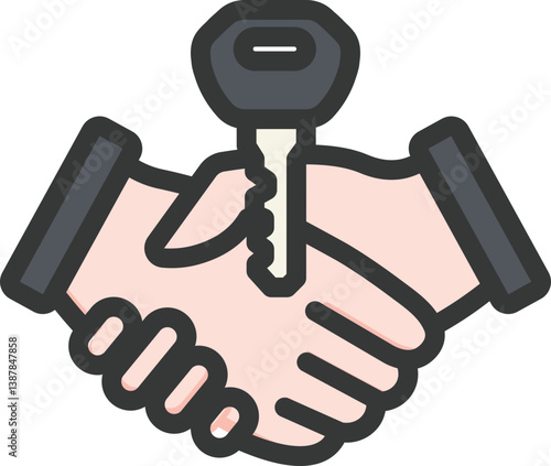 Hand Key Filled Line Icon