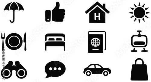 Travel And Tourism Icon Set Vector Illustration With Transportation And Lodging Elements