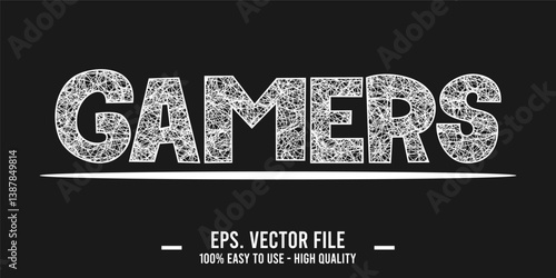 typography GAMERS word art illustration, editable text effect