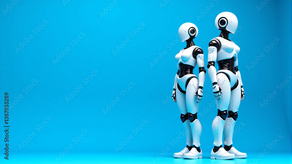 Fototapeta premium Futuristic Robots in a Minimalist Setting