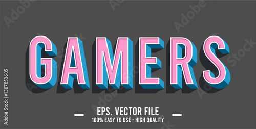 typography GAMERS word art illustration, editable text effect