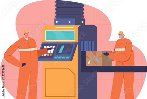 Waste recycling technological process vector illustration