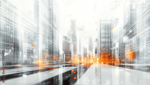 Fototapeta Naklejka Na Ścianę i Meble -  A futuristic depiction of a modern city with advanced technology