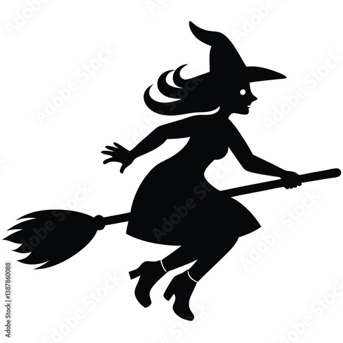 witch flying on a broom