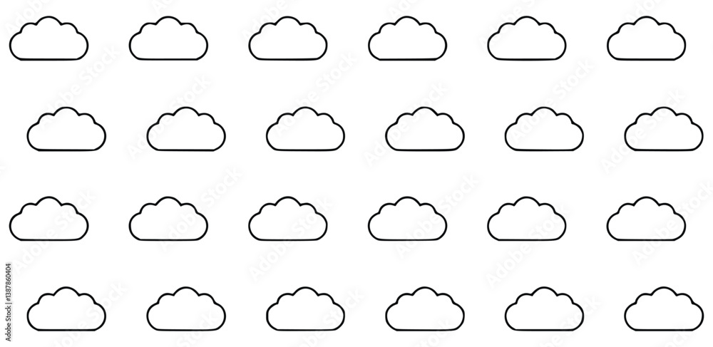 Fototapeta premium Cloud Outline Pattern Seamless Vector Background Minimalist Style And Design Element