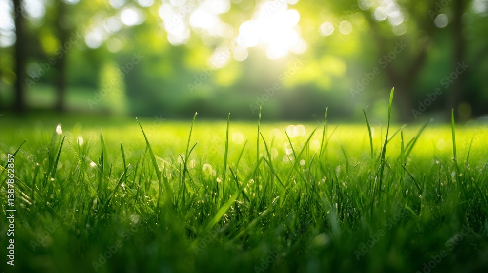 Close-up of vibrant green grass in a sunlit park. Close-up of vibrant green grass in a sunlit park.