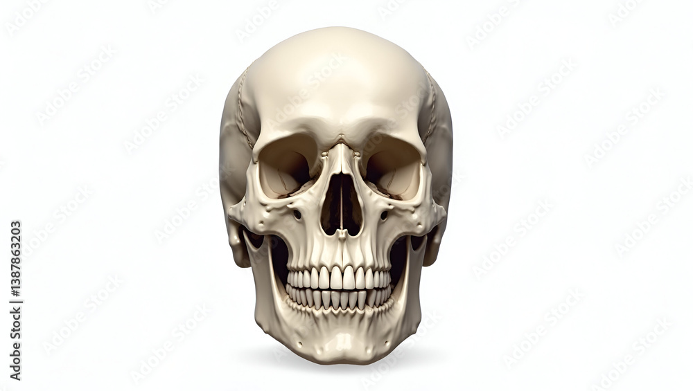 Obraz premium Highly Detailed Realistic Illustration of a Human Skull