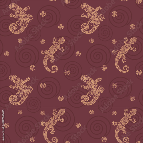 lizard decor burgundy background