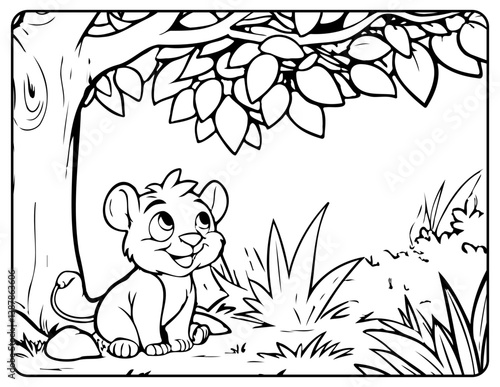 kids coloring book kids Lion