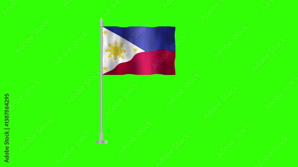 Flag Of Philippines Pole Flag Of Philippines On Green Screen Chroma