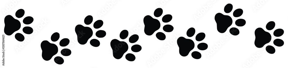 Black Paw Prints Illustration On A White Background Animal Footprints Black Paw Prints Illustration On A White Background Animal Footprints