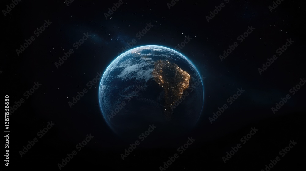 Fototapeta premium Earth from space, a vibrant blue sphere