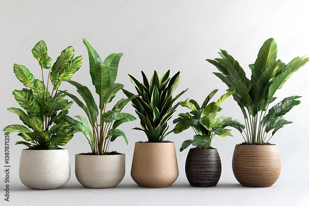 Fototapeta premium Vibrant Collection of Indoor and Outdoor Potted Plants - Variety of Greenery and Floral Displays