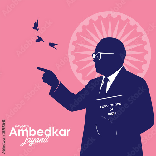 Vector illustration of 14 April celebrated as Ambedkar Jayanti, social media template design.