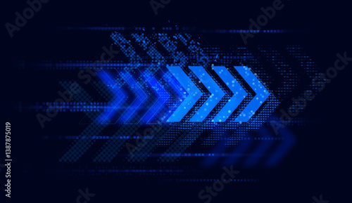 Light speed arrow with blue glow representing rapid movement and energy streaming forward in a dynamic high-speed effect visualizing futuristic motion and acceleration