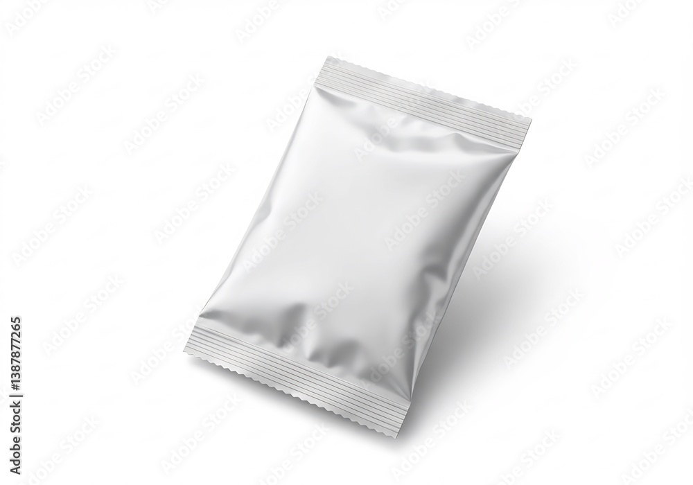 Blank Foil Sachet Package Mockup Clean Design. AI Generated Blank Foil Sachet Package Mockup Clean Design. AI Generated