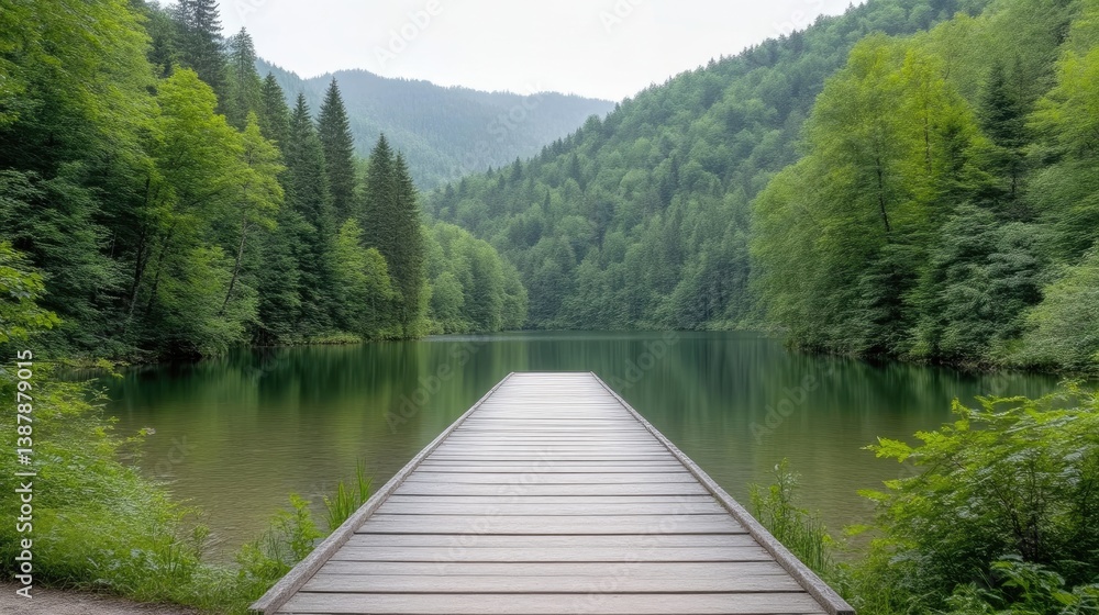 Wooden Dock Lake Scene Serene Nature Photography High Resolution, Wide Angle View, Tranquil Water Reflection, Peaceful Forest Backdrop, Green Calming Hues, Ideal for Travel Brochures Wooden Dock Lake Scene Serene Nature Photography High Resolution, Wide Angle View, Tranquil Water Reflection, Peaceful Forest Backdrop, Green Calming Hues, Ideal for Travel Brochures