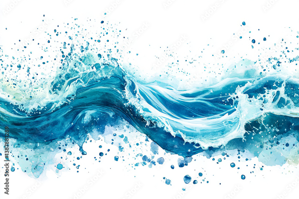 custom made wallpaper toronto digitalAn artistic representation of ocean waves in a dynamic turquoise and white water splash with abstract fluid art techniques for a marine-inspired aesthetic
